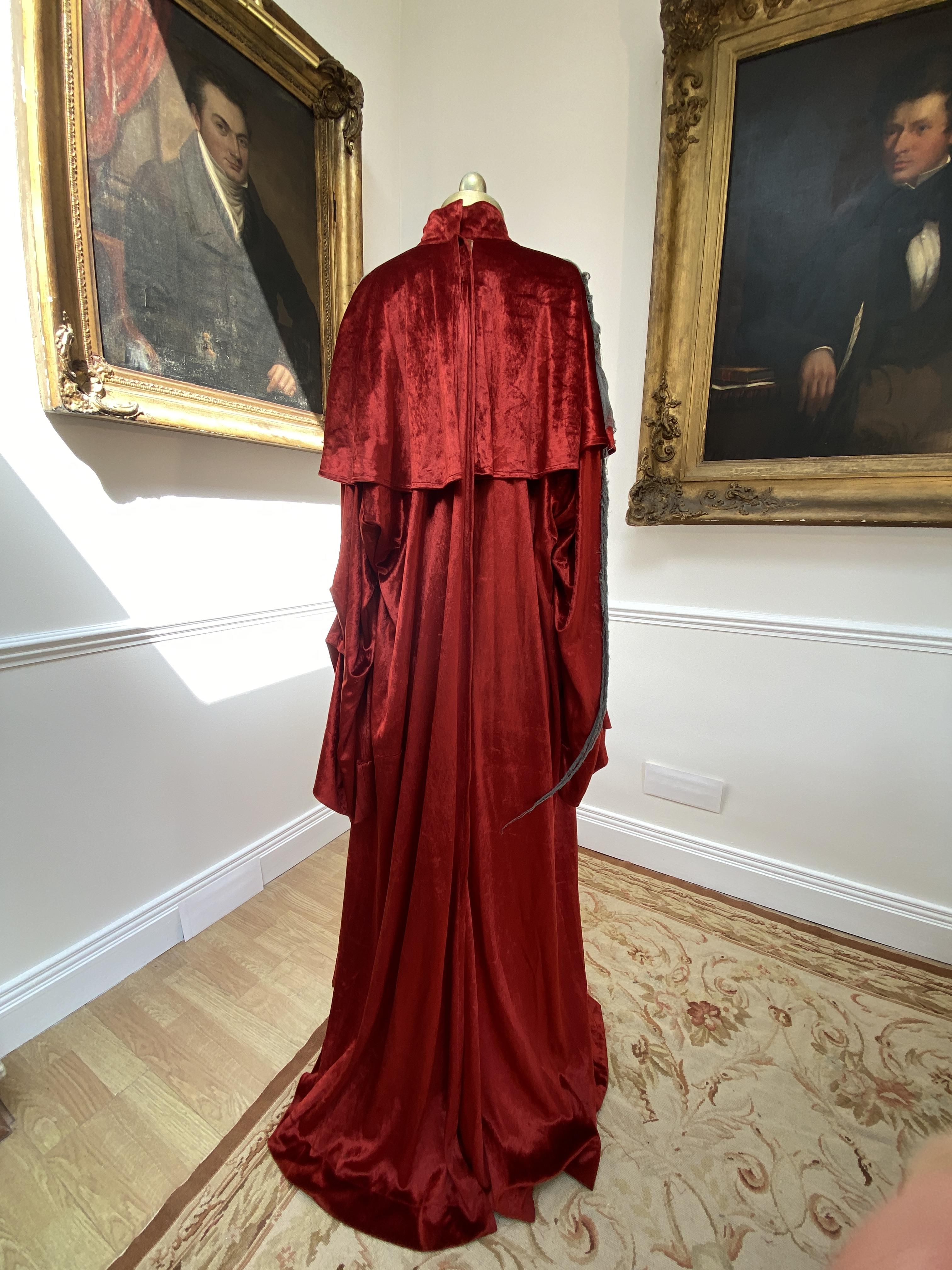A Cardinal’s robe in red velvet with cobweb decorations (marked Royal Opera House – Faust 1992)